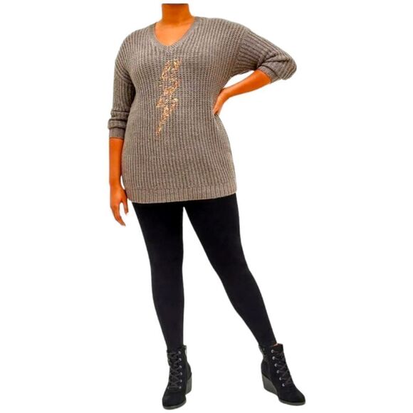 TORRID NEW Plus Size Gray  Chunky Knit Pullover Sweater. - Picture 1 of 16